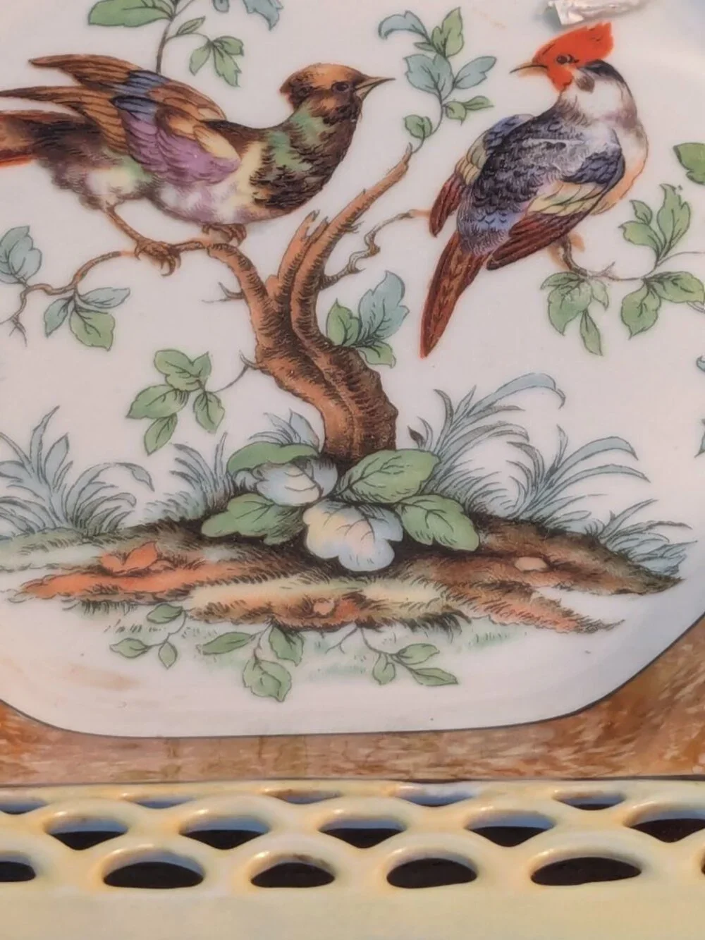 Schwartzenhammer Bavaria Octagonal Reticulated Bowl With Birds